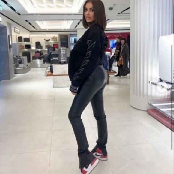 Long Length, High Waist Faux Leather Slit Ankle Zara Pants - Picture 10 of 12